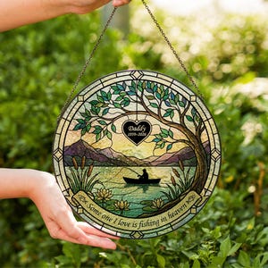 Personalized Memorial Fishing Suncatcher: Dad Remembrance Gift, Sympathy Loss Gift for Father